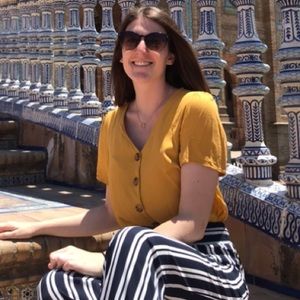 Yellow Cap Sleeve Button Top M